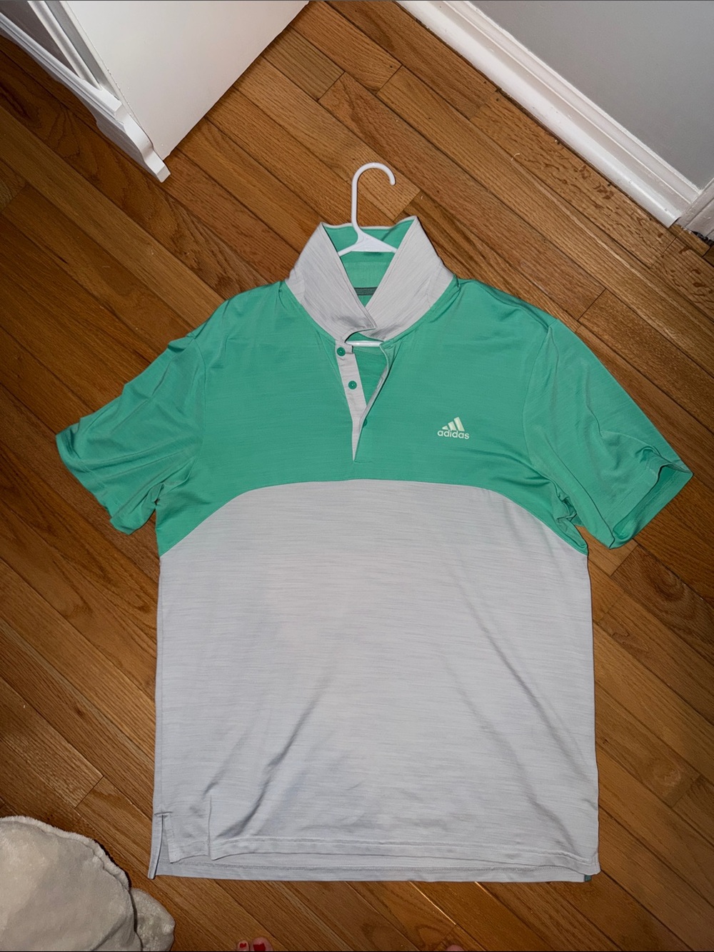 NWOT adidas golf Men’s Mint Green and White Colorblock Polo
